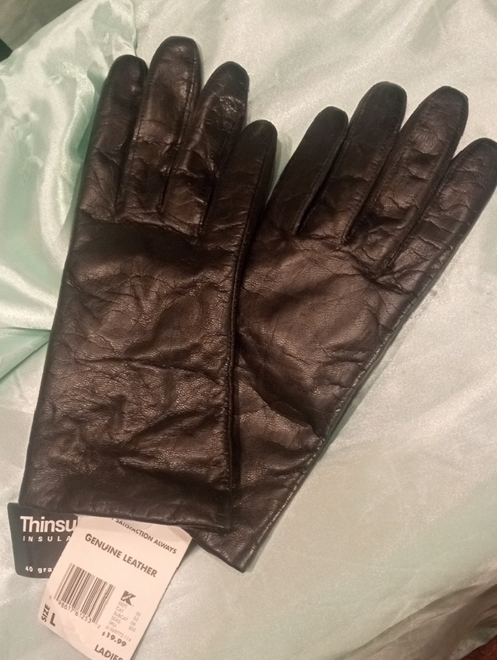 3M Thinsulate Women's Black Genuine Leather Gloves